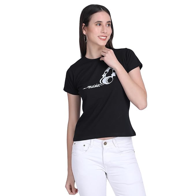 Image of Women Cotton Printed T-Shirt Combo Pack of 2 | Regular Fit Half Sleeve Round Neck Graphic Tees for Girls & Ladies | Women's Western Tops | Cute Trendy Print Summer Fashion T-Shirts