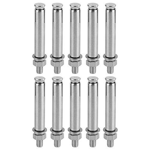 10pcs Hex Nut Expansion Screws, M8x80 Expansion Bolts expansion screws 304 stainless steel Sleeve Anchors Stainless Steel Expansion Screw Cap for Concrete