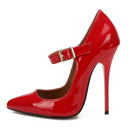 Image of Unisex Men's Women's Pointed Toe Stiletto High Heel Buckle up Pumps