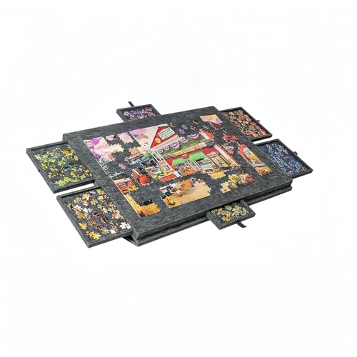 �܂肽���ݎ��p�Y���e�[�u���E6�����o�����[�t���E����~�߃t�F���g�d�l | �g�ь^�p�Y���X�^���h�J�o�[�t�� | 500/1000/1500�s�[�X�Ή� | �p�x�����\ | �_�[�N�O���[ (77*53.6*4.2cm-1000���ł�,�_�[�N�O���[)