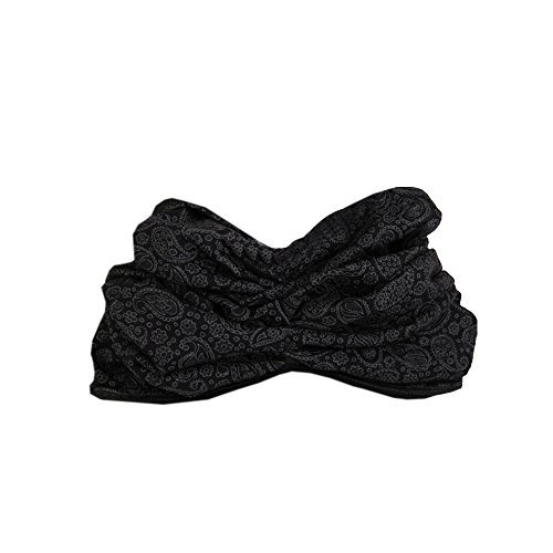 P.A.C. Merino Wool Paisley Black Multifunktionstuch - Merinowoll Schlauchtuch, Halstuch, Schal, Kopftuch