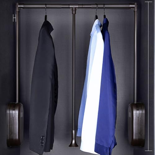LDIW Barra Extensible de Armario Abatible, Ropa Colgante Riel para Armario Sistema de Amortiguación Neumática Anchura Regulable,A 660to890mm