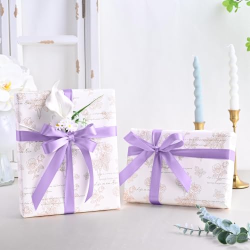 Image of Double Face Light Purple Satin Ribbon 7 /8 inch X 50 Yards for Gift Wrapping Very Suitable for Weddings Party Hair Bow Invitation Decorations and More