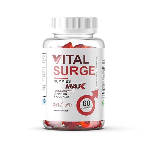 Vital Surge MAX Testo Gummies for Men - 60 Gummies Natural Male Wellness Support with Apple Cider Vinegar Herbal Blend & Vitamins Vegan Made in the UK Supplement Heaven