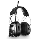PROTEAR AM/FM Radio Headphones 25dB NRR,Noise Reduction Safety Earmuffs,Digital Display Headset,Powered by AA Battery,Hearing Protection for Walkman Mowing Lawn Work(Black)