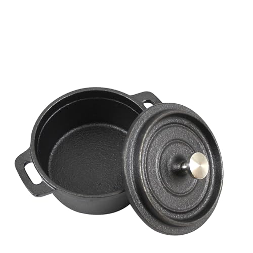 Image of Mini Cast Iron Casserole with Cover - 16oz Pre-Seasoned Pot - Perfect for Baked Dip, Side Dish, Soup & Individual Serving - Oven & Stovetop Safe Kitchen Cookware