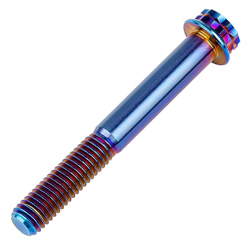 Image of Titanium Flange 12 Point Head M8 x15 20 25 30 35 40 45 50 55 60 65 80mm Screw Bolt Pack of 4 (Burning Blue, M8x80mm)