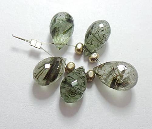 Quartz rutilé vert de qualité supérieure, taille goutte facettée pour joaillerie artisanale