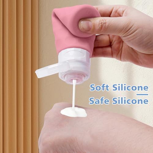 Image of Silevoler Travel Bottles for Toiletries, 4pcs Tsa Approved 3oz Travel Size Containers, BPA Free Leak Proof Premium Silicone Bottles, Refillable Liquid Squeezable Accessories W /Toiletry Bag (Vibrant)