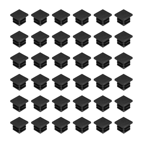 Image of uxcell 48Pcs Square Plastic Plugs, 19 x 19mm /0.75 x 0.75inch PE Pipe Tubing End Caps for 15-17mm /0.59-0.67inch Square Tube Furniture Chair Leg, Black