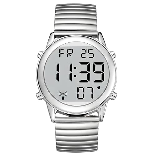 Montre parlante anglaise américaine atomique avec date et heure bracelet extensible pour malvoyant