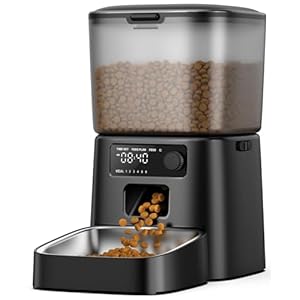 oneisall 3.5L Futterautomat Katze, Katzenfutter Automat mit Programmierbarem Timer, 1-6 Mahlzeiten pro Tag, Futterspender für Katzen/Hunde, mit Edelstahlnapf