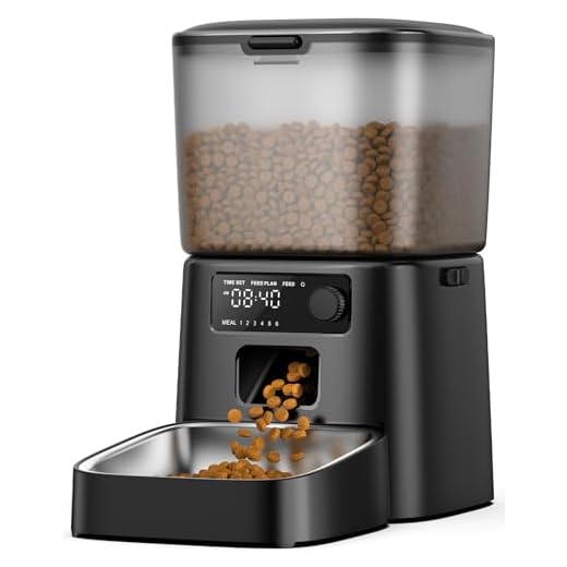 oneisall 3.5L Futterautomat Katze, Katzenfutter Automat mit Programmierbarem Timer, 1-6 Mahlzeiten pro Tag, Futterspender für Katzen/Hunde, mit Edelstahlnapf