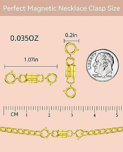 Clysoru Magnetic Necklace Clasps and Closures 14k Gold and Silver Two Spring Clasps Beads Chain Extender Necklaces Bracelet Safety Magnetic Locking Jewelry Clasp Converter