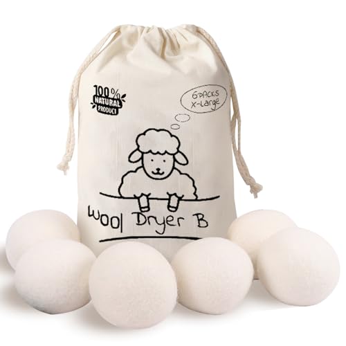 Schafwolle Trocknerbälle 6er-Pack, 7,5 cm Trocknerbälle für Wäschetrockner, Wäschebälle Wiederverwendbar Mit Aufbewahrungstasche, Antistatisch und Knitterfrei Schafwolle Trocknerbälle 6er-Pack, 7,5 cm Trocknerbälle für Wäschetrockner, Wäschebälle Wiederverwendbar Mit Aufbewahrungstasche, Antistatisch und Knitterfrei