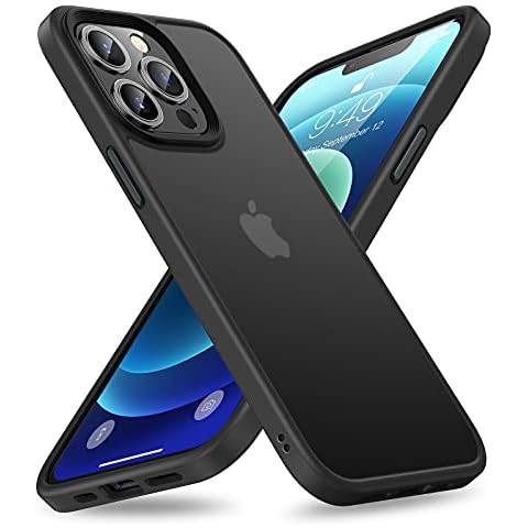 Meideal Shockproof Case for iPhone 13 Pro 6.1" 2021,[Military Grade Drop Tested],Anti-Scratch Translucent Matte PC Back Case with Rubber Edge, 360°Full Body Protection Cover. (6.1", Black) Cover