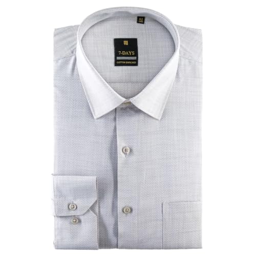 Image of 7-DAYS Premium Men's Formal Shirts - Cotton Rich, Textured Self-Design, Full Sleeve, Regular Fit, Wrinkle Resistant, with Pocket - Perfect for Office