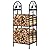 VIVOHOME 3ft 2-Tier Firewood Storage Log Rack with 4 Hanging Hooks, Double Coated Solid Wrought Iron Fireplace Wood Holder Stacker Stand with Elk Pattern for Indoor Outdoor