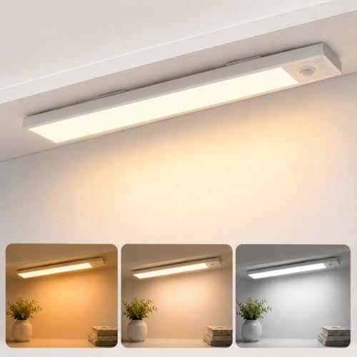 Image of COVACURE Under Cabinet Lights Rechargeable, 3 Color Modes Wireless Rechargeable Closet Light, Super Bright Stick-on Magnetic Light Bars for Kitchen, Under Cabinet LED Light (Magnetic 20CM, 2 Pcs)