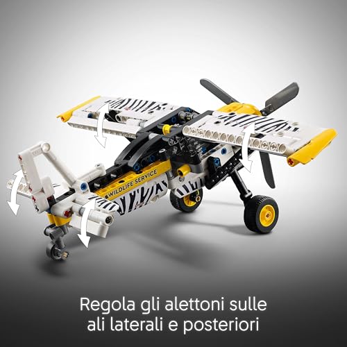 Technic Aereo Bush, Aeroplano Giocattolo da Costruire, Giochi per Bambini e Bambine da 8 Anni, Modellino di Veicolo con Elica Rotante, Ali Regolabili, Motore a Pistoni a 4 Cilindri 42198 - Lego - Immagine 5