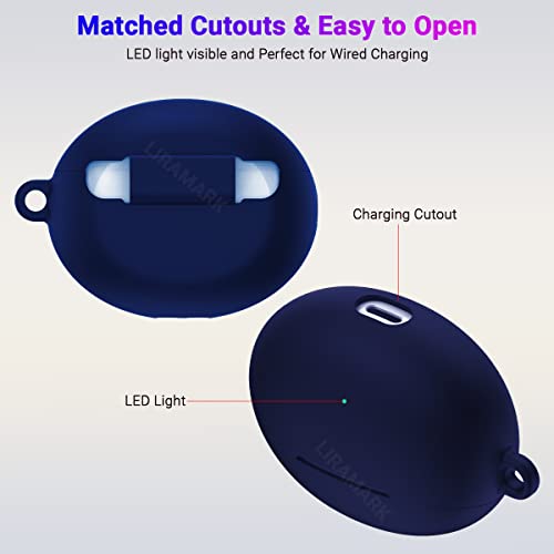 Image of KACA Protective Shockproof Silicone Cover Case with Buckle Compatible with Huawei Freebuds 4i (Midnight Blue)