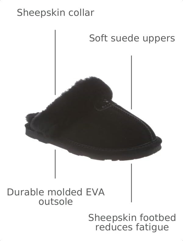 Image of BEARPAW Women's Loki Slip-On Slippers | Suede Upper | Comfortable Indoor & Outdoor Shoes for Women | Multiple Sizes & Colors