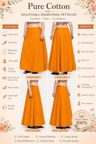 Image of CITIX Pure Cotton Petticoat for Women's Saree | Adjustable Drawstring Waist