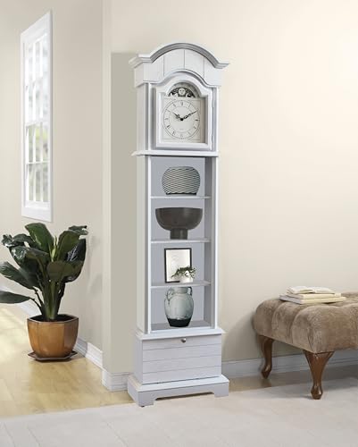 72 Traditional Floor Standing Wood Grandfather Clock with White Finish