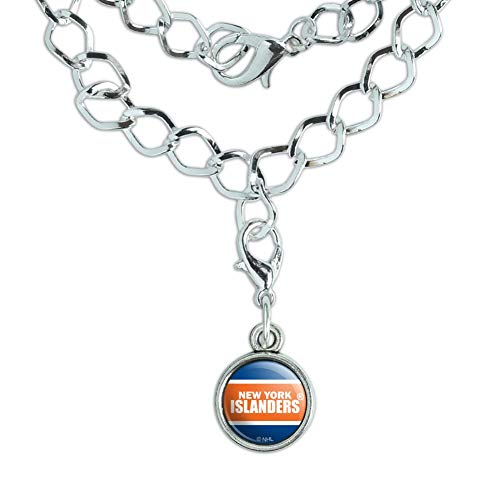 NHL New York Islanders Logo Silver Plated Bracelet with Antiqued Charm