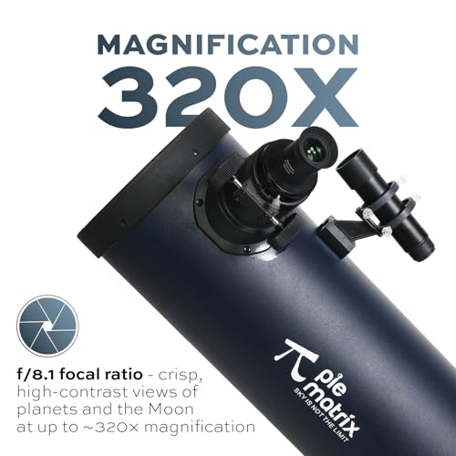 Image of Pie Matrix Olympus 160 /1300 Newtonian Reflector Telescope with Dobsonian Mount - 160mm Aperture, 1300mm Focal Length, 3X Barlow Lens, Ideal for Beginners and Enthusiasts