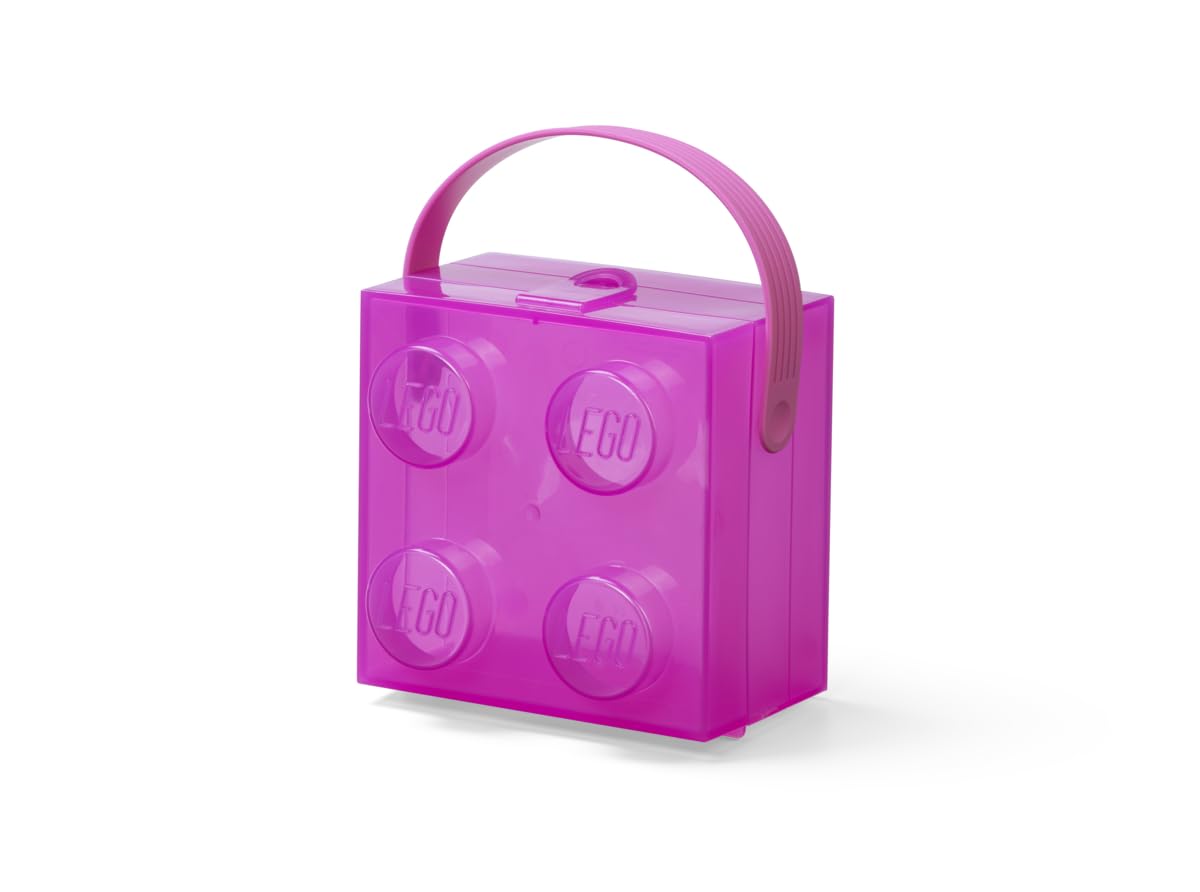 Room Copenhagen LEGO Box with Handle, Portable Storage Box, Translucent Purple