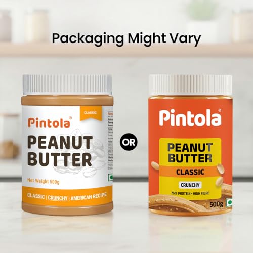 Image of Pintola Original Classic Peanut Butter Crunchy 500g - with High Protein 26g & 7.2g Fiber, Premium Roasted Nuts, Gluten Free, Zero Trans Fat, with MUFA Good Fats, Vit E & B3, Dairy Free