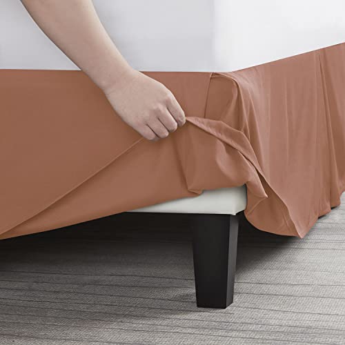 Image of Nestl Rust Twin XL Bed Skirt - Twin XL Size Bed Skirt 14 Inch Drop - Brushed Microfiber Bed Skirts - Hotel Quality Pleated Bed Skirt - Shrinkage & Fade Resistant