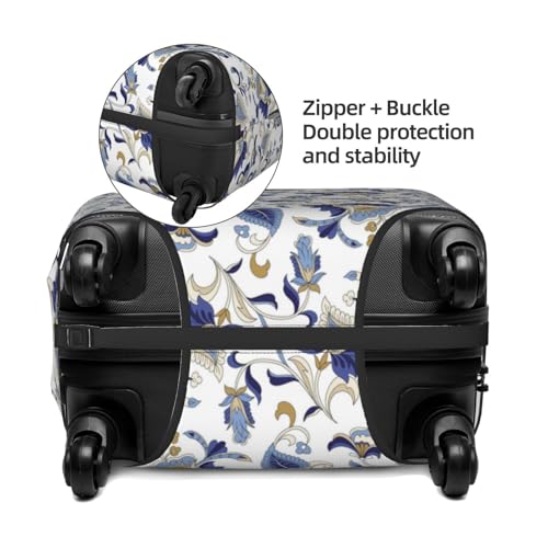 Travel Luggage Cover Protector - White Blue Paisley Anti-Scratch Suitcase Covers Fits 18-32 Inch Luggage4