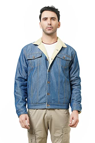 Image of Men's Winter Wear Sherpa Blue Denim Jacket