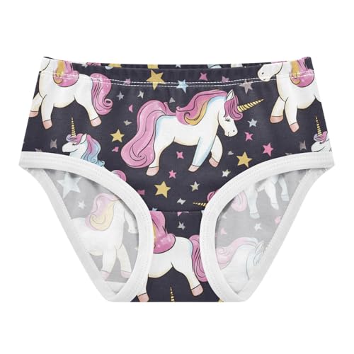 Wusikd Cute Unicorns Girls' Underwear Cotton Stars Girls Briefs Soft Toddler Underwear 2T