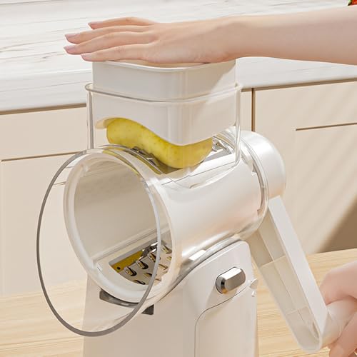 Rallador rotatorio con mango y 10 cuchillas blanco miniatura 3