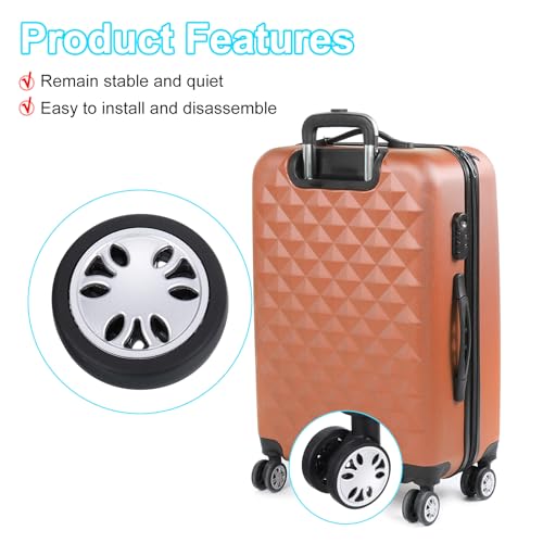 uxcell 2Pcs Luggage Wheel Replacement, Suitcase Trolley Wheels DIY Repair, Spinner Wheel Luggage Accessories, Swivel Wheels, Black4
