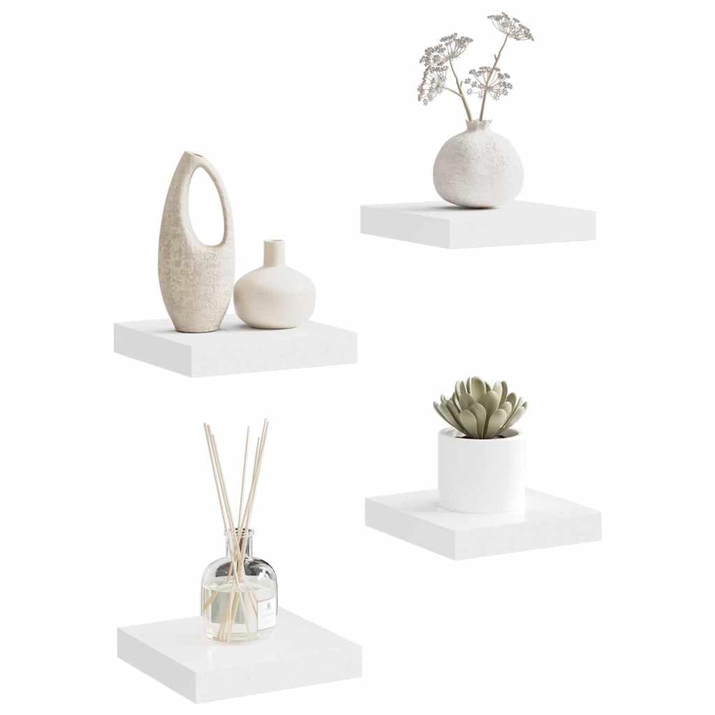 SYDE Estantes Flotantes de Pared 4 uds MDF Blanco 23x23,5x3,8 cm