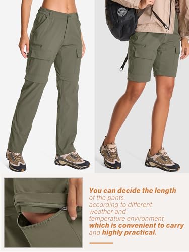 Womens Hiking Pants Convertible Quick Dry Stretch Lightweight Zip Off Outdoor Safari Pants with Cargo Pockets4