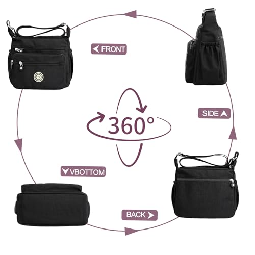 Gelory Lässige Umhängetasche mit mehreren Taschen für Damen, wasserdicht, Nylon, verstellbarer Riemen, Umhängetaschen und Handtaschen, blau, Einheitsgröße
