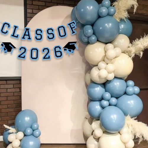 Image of Class of 2026 Graduation Banner University College Grad Garlands Decoration Party Supplies High School Colors Light Blue