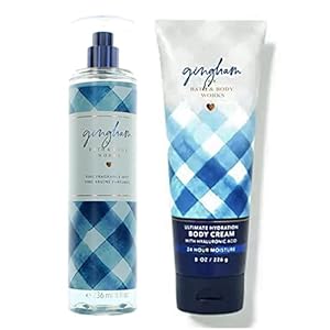Bath and Body Works Gingham 8 Ounce Ultra Shea Body and 8 Ounce Fine Fragrance Mist Duo Bundle
