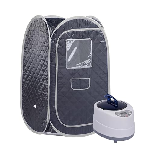 SMTYXS Tragbare Sauna for Den Ganzen Körper Zu Hause, Tragbare Dampfsaunen, Faltbar, Mit 2 L, 1000 Watt Dampfgarer, Heim-Spa Schnelle Aufheizgeschwindigkeit(Black Gray Set)