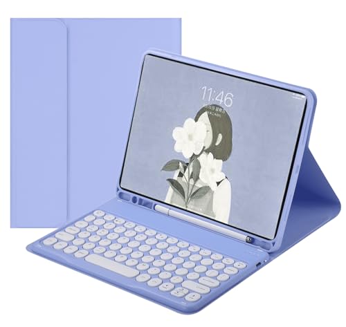 Clavier iPad Pro 11 M5 étui Bluetooth violet à touches rondes