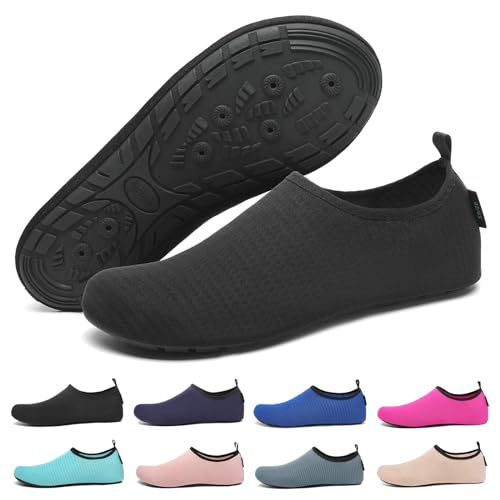 SAGUARO Escarpines Hombre Mujer Agua Zapatillas de Playa Secado Rápido Calzado de Agua Antideslizante Escarpines para Surf Buceo Rio Piscina Negro Oscuro Gr.40/41