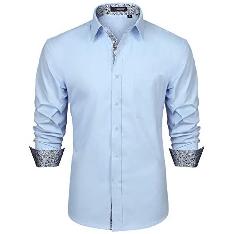 HISDERN Chemise contrastee Interieure pour Hommes Decontracte Formel Classique a Manches Longues col Coupe reguliere,M Cover