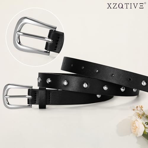xzqtive leather belts for women fashion vintage punk studded ladies belt for jeans pants casual