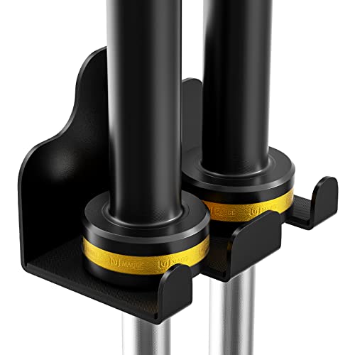 JNIHEEP Barbell Holder Garage Gym Bar Wall Rack with 2 Bar Holders for Hanging Olympic Barbells Curl Bars Chains Resistance Band and ect Holds Under 33mm Bar Size(Black)