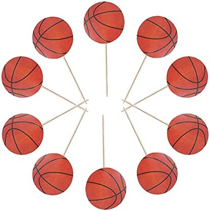 48Pcs Basketball Cupcake Cake Toppers | Basketball Party Supplies Dessert Muffin Cake Decorations for Basketball Themed Party, Baby Shower or Happy Birthday Party Decoration